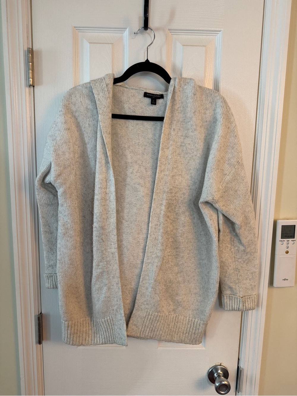 Banana Republic Light Heather Gray Hooded Open-Front Cardigan
